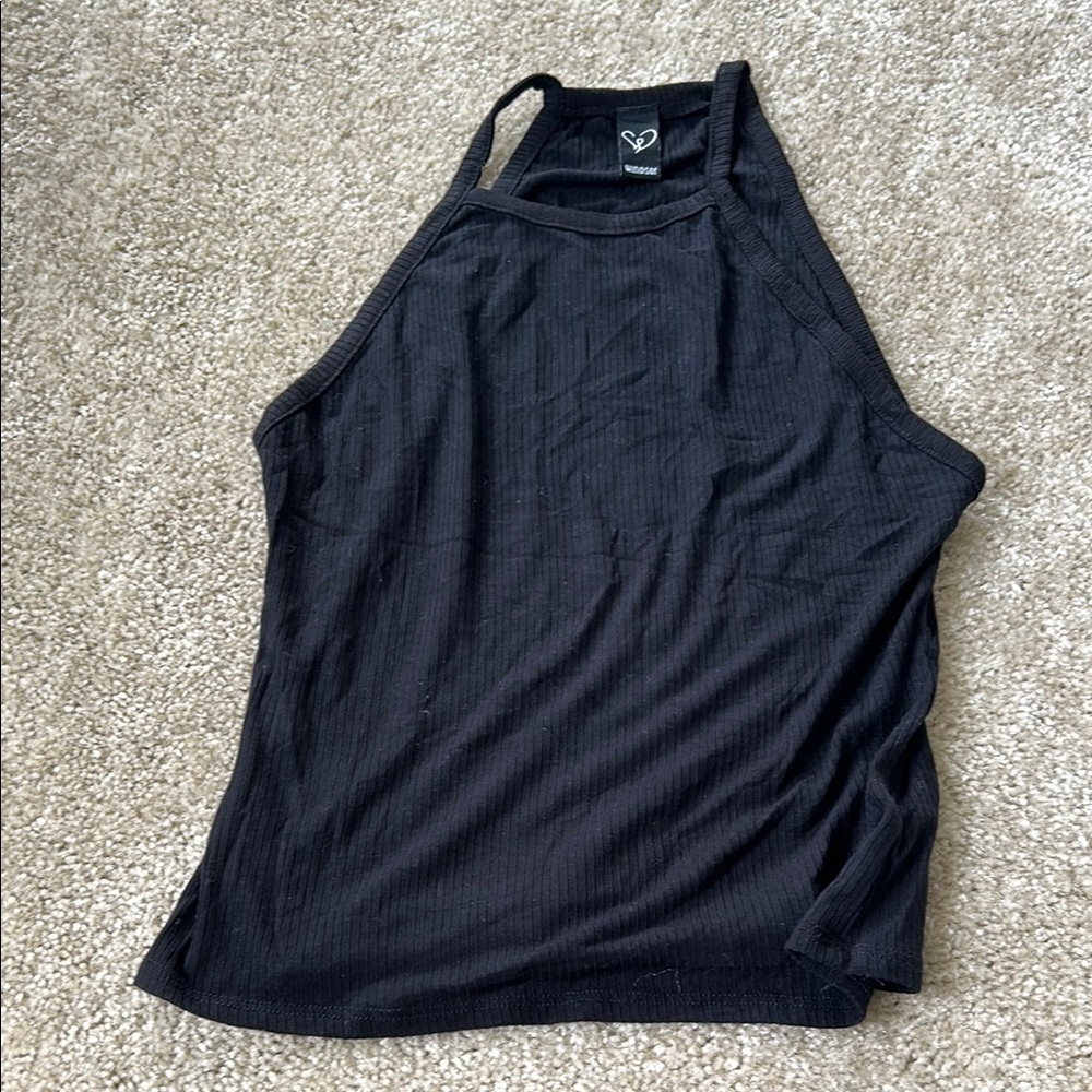Windsor Black Ribbed Halter Top